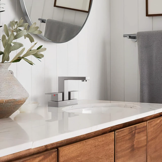 Alt view image 7 of 7 - Bathroom Sink Faucet, 4 inch Brushed Nickel Bathroom Faucet Stainless Steel Bathroom Faucets for Sink 3 Hole with Pop-up Drain and Supply Lines, 2-Handle Centerset Faucet for Vanity RV Restroom