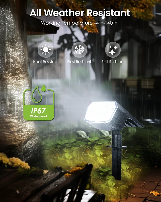 Alt view image 7 of 7 - Solar Spot Lights Outdoor Waterproof, Solar Spotlights 12 Pack Cool White 63 LED 3 Lighting Modes Solar Landscape Spotlights for Yard, Garden, Backyard, Driveway, Pathway, Wall, House, Garage