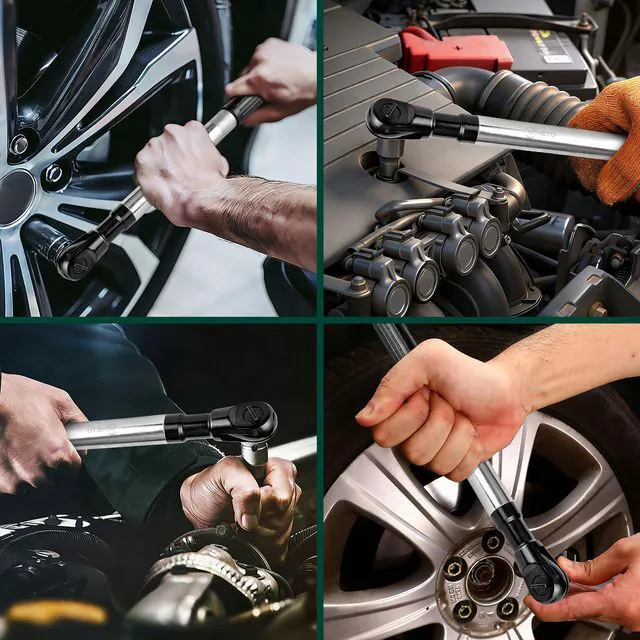 Alt view image 6 of 6 - 430mm offset Extension Ratchet Wrench Socket Set, Impact Ready Reach tight spaces easily. Use manually for precision or attach an impact wrench for extra speed. Heavy-duty case included