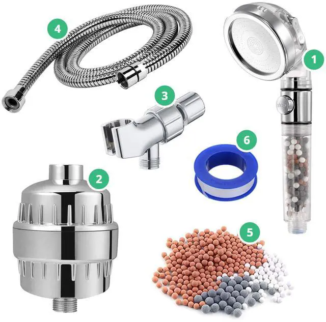 Main image of Original EcoPower High Pressure Handhled Shower Head + Shower Filter + Wall Adapter Kit
