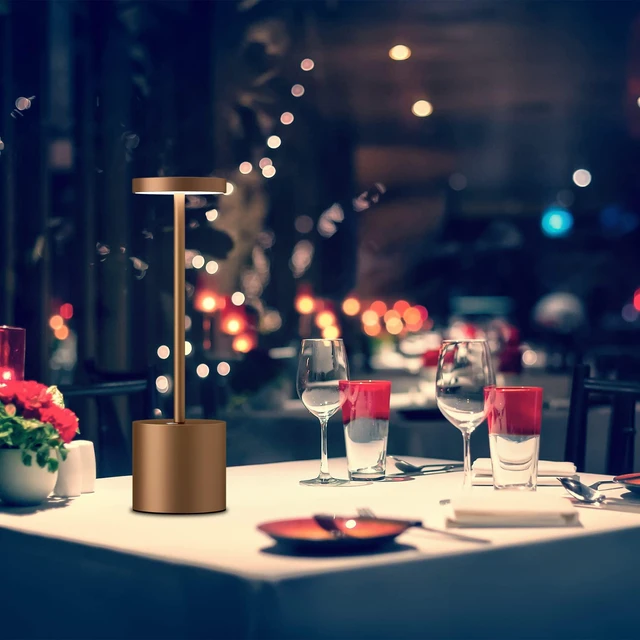Alt view image 4 of 6 - LED Cordless Table Lamps Set of 2, 5000mAh Rechargeable Table Light Portable Outdoor Table Lamp, 3 Color Stepless Dimming Battery Powered Lamp for Dinner/Patio/Restaurant/Bedroom (Brown)