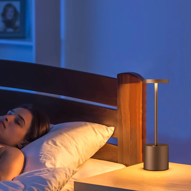 Alt view image 5 of 6 - LED Cordless Table Lamps Set of 2, 5000mAh Rechargeable Table Light Portable Outdoor Table Lamp, 3 Color Stepless Dimming Battery Powered Lamp for Dinner/Patio/Restaurant/Bedroom (Brown)