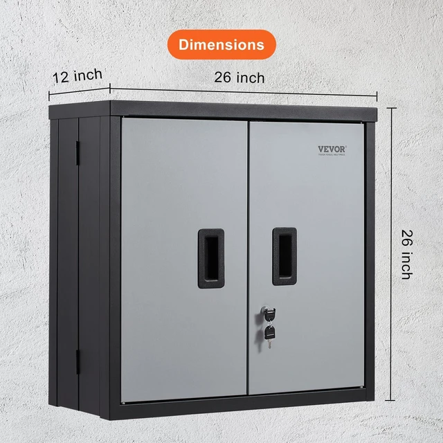Alt view image 3 of 7 - Foldable Wall Cabinet, Metal Garage Locker Mounted 26" Small Tool Chest 240 LBS Loading Capacity Adjustable Shelf Magnetic Door File for Warehouse Office Home Black