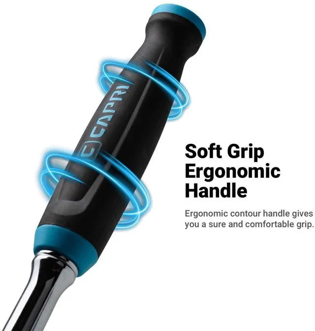 Alt view image 4 of 7 - Fine 90-Tooth Ratchet Set, Ergonomic Soft Grip, 1/4, 3/8, 1/2 in. Drive, 3-Piece
