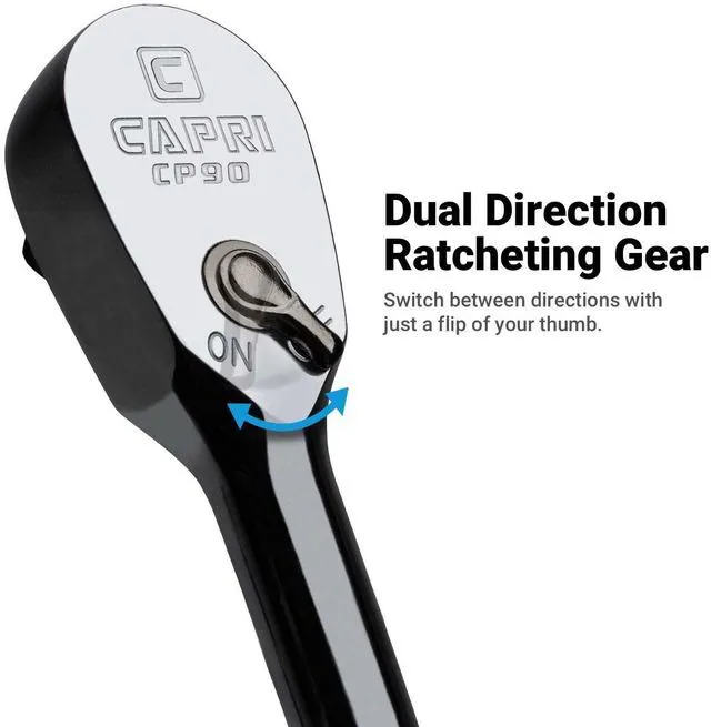Alt view image 7 of 7 - Fine 90-Tooth Ratchet Set, Ergonomic Soft Grip, 1/4, 3/8, 1/2 in. Drive, 3-Piece
