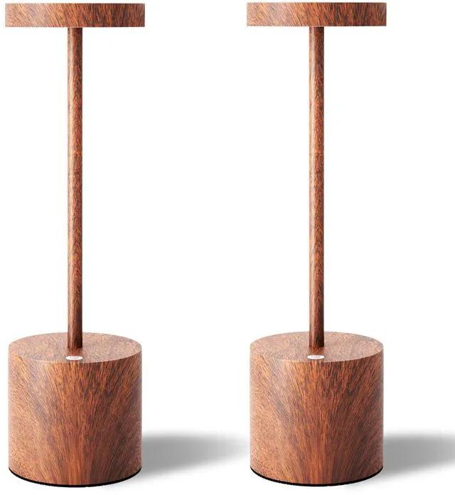Main image of LED Cordless Table Lamps Set of 2, 5000mAh Rechargeable Table Light Portable Outdoor Table Lamp, 3 Color Stepless Dimming Battery Powered Lamp for Dinner/Patio/Restaurant/Bedroom (Wood Grain)