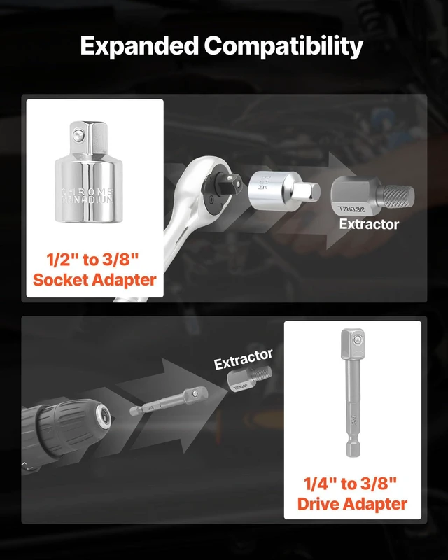 Alt view image 5 of 7 - Bolt Extractor Kit, 65 Pieces Easy Out Screw Extractor Set, Lug Nut Removal Tool with Left Hand Drill Bit Set for Removing Damaged, Frozen, Broken, Rusted, Rounded-Off Bolts, Nuts & Screws