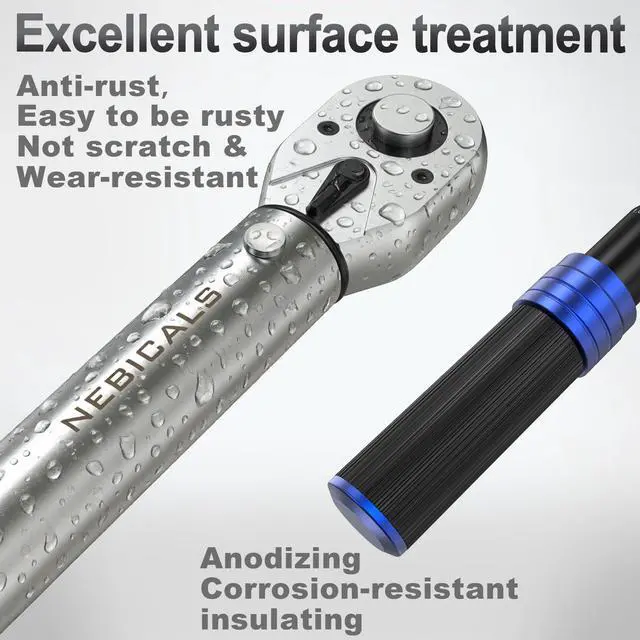 Alt view image 3 of 7 - 9PCS Torque Wrench Set 1/4 20-220 Inlb,3/8 5-45 &1/2 10-170 Ftlb,6 extension bar&adapter,±3% Accuracy,72 T,Dual Scale,Chrome plated, anti-rust,not scratch&wear-resistant than Black,DIY,car,bike&truck