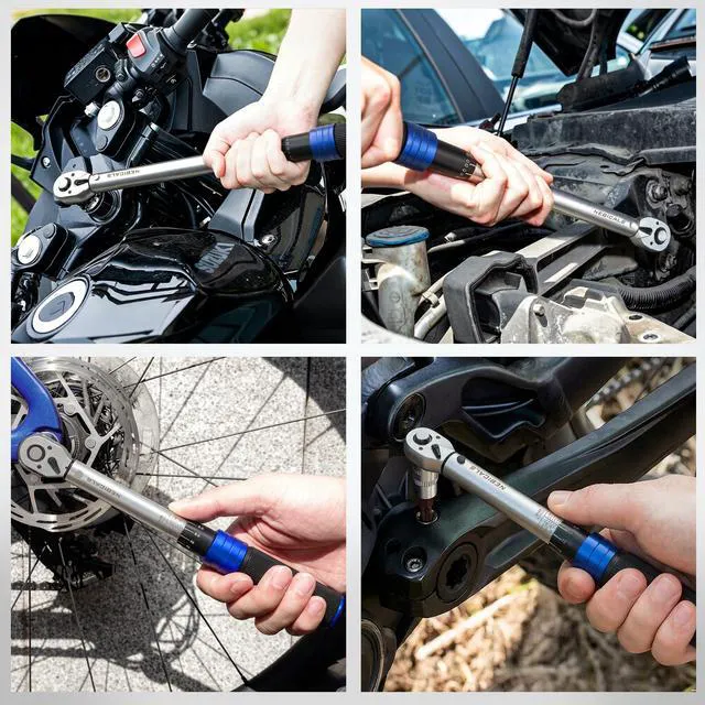 Alt view image 7 of 7 - 9PCS Torque Wrench Set 1/4 20-220 Inlb,3/8 5-45 &1/2 10-170 Ftlb,6 extension bar&adapter,±3% Accuracy,72 T,Dual Scale,Chrome plated, anti-rust,not scratch&wear-resistant than Black,DIY,car,bike&truck