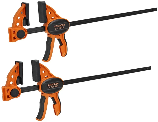 Main image of 18" E-Z Hold Medium-Duty Bar Clamps, 400 lbs Load Limit, 2-Pack Expandable Bar Clamps for Woodworking, One-Handed Clamp/Spreader, Quick Release
