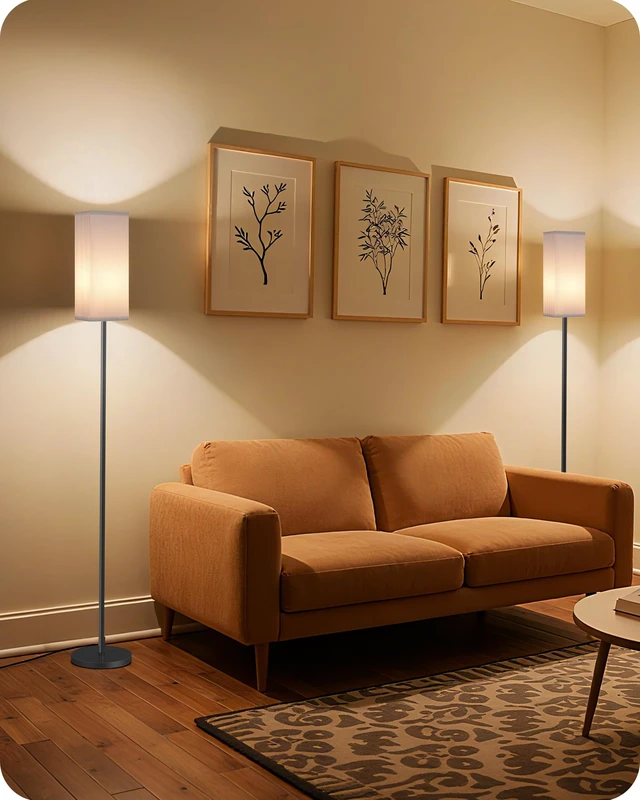 Alt view image 7 of 7 - 2Pack 64.2 Dimmable Floor Lamp for Living Room with Remote & Foot Switch, Corner Floor Lamp for Bedroom, Includes A19 Bulb, Modern Standing Tall Lamp, ETL Listed White and Black CW17LDP205