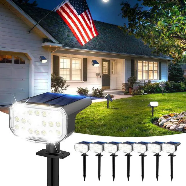Main image of Solar Spotlights Outdoor Waterproof with Focus Beam, 8 Pack Solar Spot Lights, 2 Lighting Modes, Solar Lights for Yard Garden Lawn Landscape Pathway, Cool White
