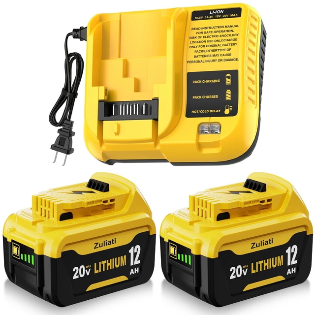 Main image of 12.0Ah Replacement for Dawalt 20V Max Battery and DCB107 Charger(3Pieces) Compatible with Dewalt 20V Battery DCB206 DCD DCF DCG Series Cordless Power Tools and Impact Driver, Hammer Drill