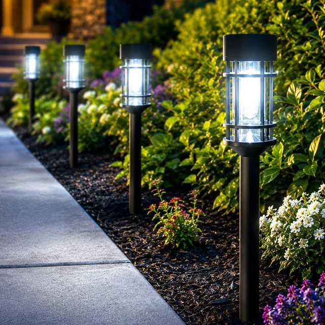 Main image of 12 Pack Solar Lights Outdoor Pathway, Metal & Glass 21" Large Solar Pathway Lights, Solar Powered Garden Lights for Yard, Landscape, Driveway Walkway