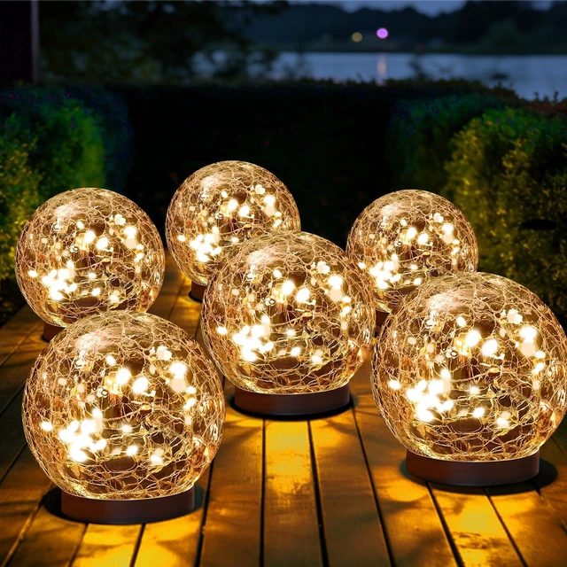 Main image of Solar Globe Lights Outdoor Waterproof-Solar Balls-Solar Garden Lights Orbs Solar Globe Lights for Outside 6 Pack Cracked Glass Ball for Lawn Patio Yard Backyard Decorations