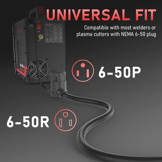 Alt view image 6 of 6 - 25ft 250 Volt Welder Extension Cord 10 AWG Power Extension for Welding Machines NEMA 6-50P to 6-50R