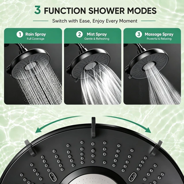 Alt view image 7 of 7 - Tub Shower Faucet Set Valve Included with 6-Inch filter Rain Shower Head and Tub Spout Single-Handle Tub and Shower Trim Kit Matte Black