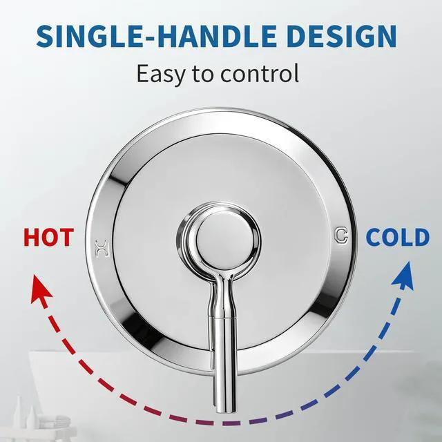 Alt view image 7 of 7 - Tub Shower Faucet Set Valve Included with 6-Inch Rain Shower Head and Tub Spout Single-Handle Tub and Shower Trim Kit Chrome for Bathroom Remodels Regaderas Para Baño Con Tina Modernas