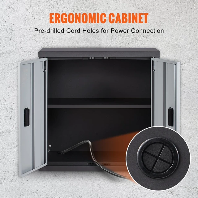 Alt view image 7 of 7 - Foldable Wall Cabinet, Metal Garage Locker Mounted 26" Small Tool Chest 240 LBS Loading Capacity Adjustable Shelf Magnetic Door File for Warehouse Office Home Black