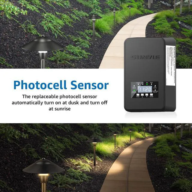 Alt view image 4 of 7 - 120W Low Voltage Transformer Outdoor Landscape Lighting Transformer with Timer and Photocell Sensor Waterproof 120V to 12V/14V AC Low Voltage Landscape Transformer for Spotlight Pathway Lights