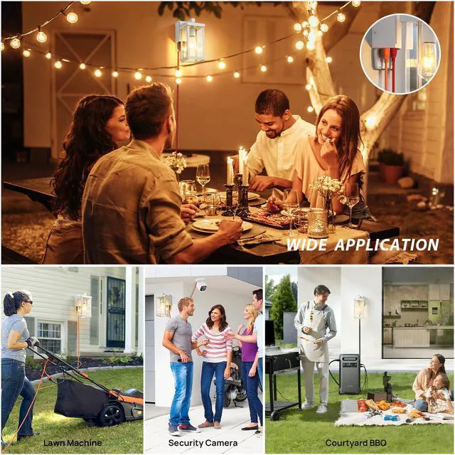 Alt view image 2 of 7 - Porch Lights with GFCI Outlets Dusk to Dawn Outdoor Wall Lights Waterproof Exterior Lighting Fixtures Modern Outside Lights Wall Mount for House Patio Garage,White,11.8''H, 2 PC