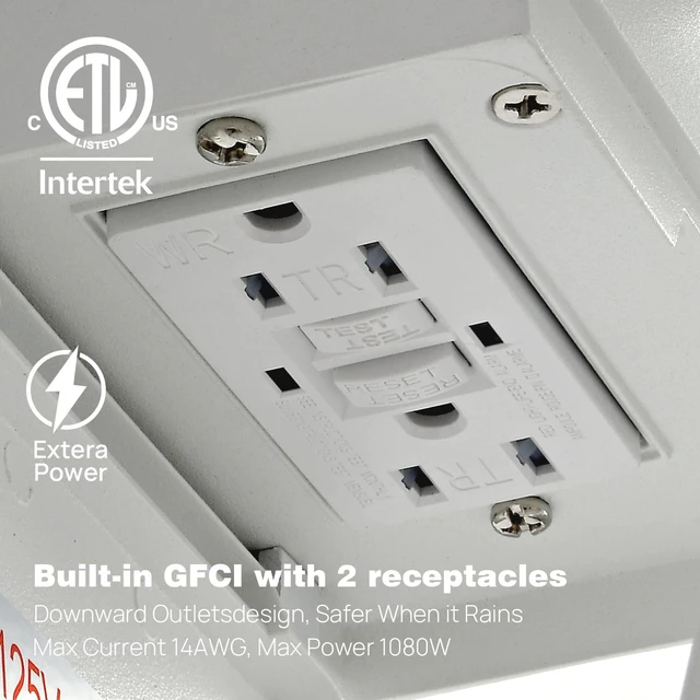 Alt view image 3 of 7 - Porch Lights with GFCI Outlets Dusk to Dawn Outdoor Wall Lights Waterproof Exterior Lighting Fixtures Modern Outside Lights Wall Mount for House Patio Garage,White,11.8''H, 2 PC