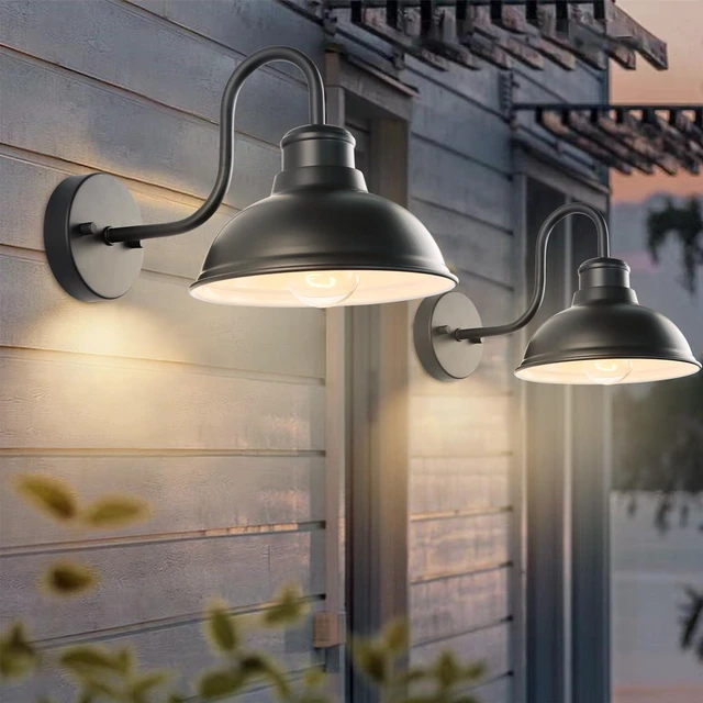 Main image of 12" Barn Light Outdoor Wall Lights 2 Pack Large Exterior Lighting Fixtures Anti-Rust Waterproof Black Classic Farmhouse Industrial Wall-Mounted Barn Light Fixture for Garage/Porch/Patio ETL Listed