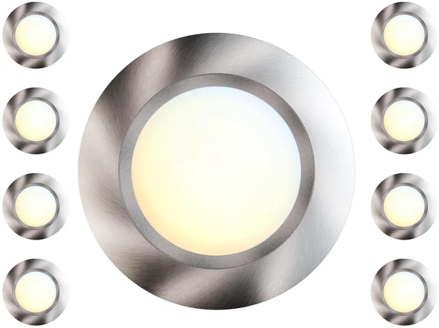 Main image of 8 Packs 6 Inch LED Low Profile Screw in & Surface Mount Disk Light, Brushed Nickel, 5CCT Field Selectable, Round, 15W, 1000 Lumens, CRI80, Driverless, Dimmable, ETL & Wet Listed