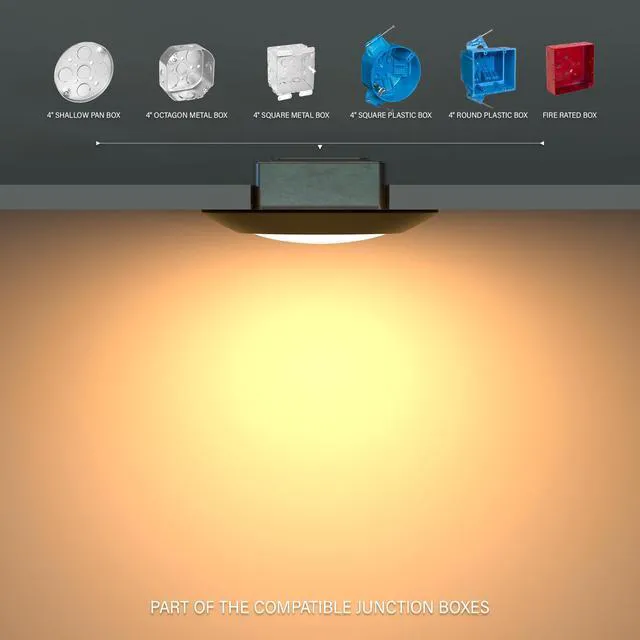 Alt view image 5 of 6 - 8 Packs 6 Inch LED Low Profile Screw in & Surface Mount Disk Light, Oil Rubbed Bronze, 5CCT Field Selectable, Round, 15W, 1000 Lumens, CRI80, Driverless, Dimmable, ETL & Wet Listed