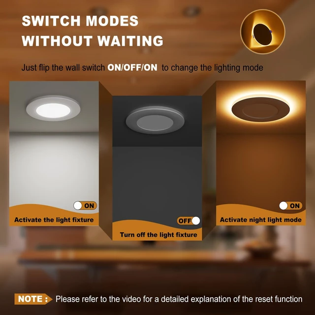 Alt view image 6 of 7 - 12 Pack 4 Inch 5CCT Recessed Light with Night Light, 810LM Canless LED Recessed Lighting 4 inch,2700K-5000K Selectable,9.5W=80W, Dimmable Recessed Ceiling Wafer Light,ETL Certificated