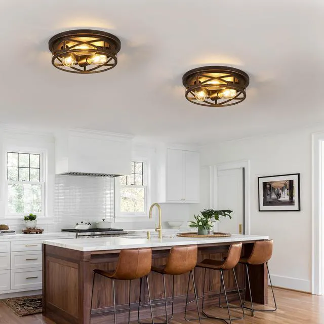 Alt view image 6 of 7 - 13 inch Flush Mount Ceiling Light Fixtures,3-Light Modern Hallway Light Fixtures Ceiling, Black Gold Lights Fixture Ceiling Mount for Farmhouse,Kitchen, Bedroom 2 Pack