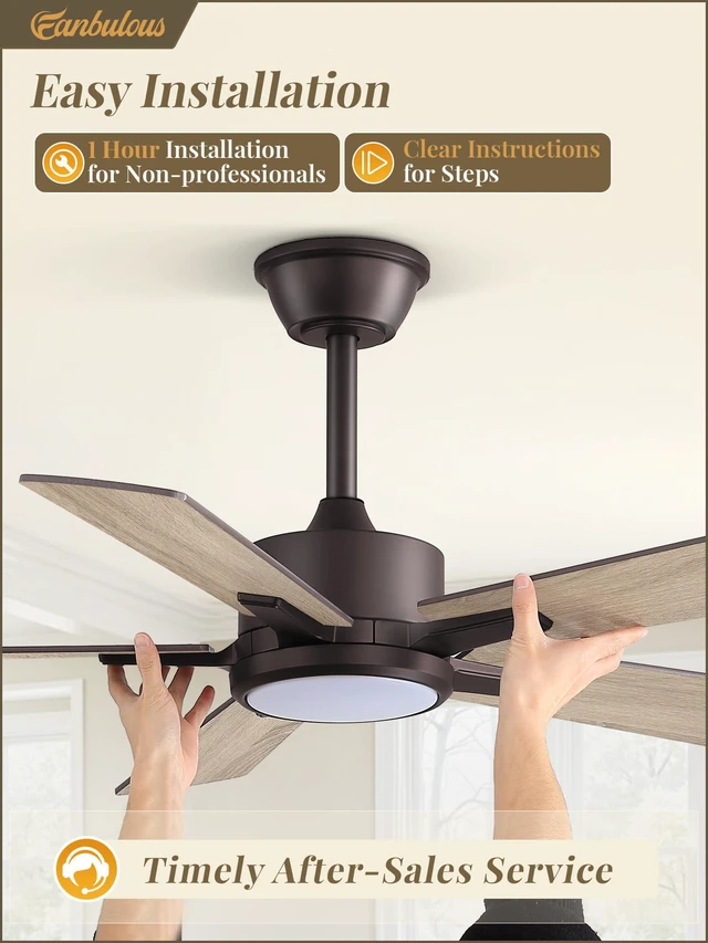 Alt view image 6 of 7 - 42 Inch Oil Bronze Ceiling Fan with Light, Remote & APP Control Stepless CCT & Dimmable, 20W LED, 6-Speed, Timer, Reversible Quiet DC Motor, Quick Setup, for Bedroom, Living Room, Apartment