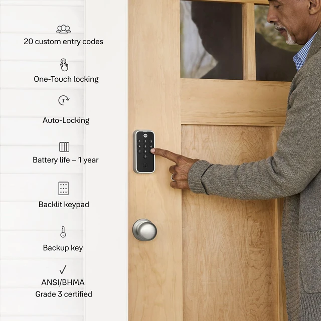 Alt view image 4 of 7 - Code Keypad Deadbolt for Keyless Front Door Entry, Satin Nickel