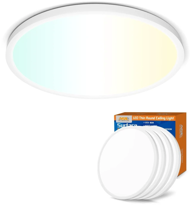 Main image of LED Flush Mount Ceiling Light 4-Pack, 18 inch Thin Round Flat Panel Light 36W 4650lm, 3000K/4000K/6500K Dimmable, White Light Fixtures Ceiling Mount for Kitchen, Bedroom
