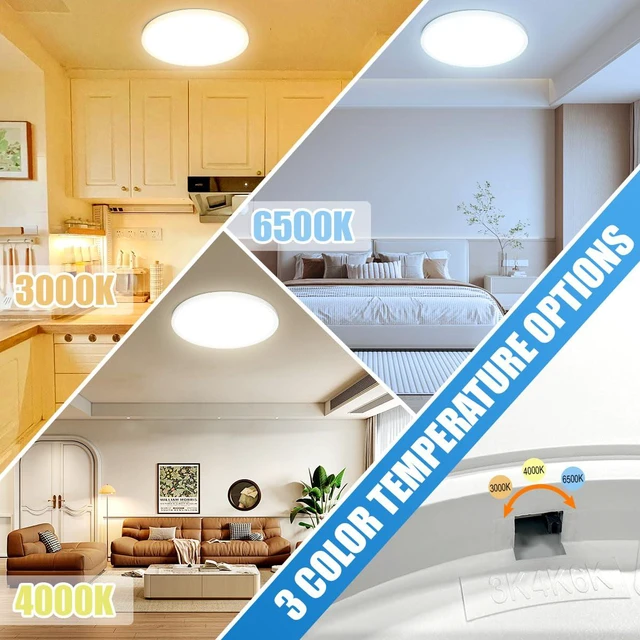 Alt view image 3 of 7 - LED Flush Mount Ceiling Light 4-Pack, 18 inch Thin Round Flat Panel Light 36W 4650lm, 3000K/4000K/6500K Dimmable, White Light Fixtures Ceiling Mount for Kitchen, Bedroom