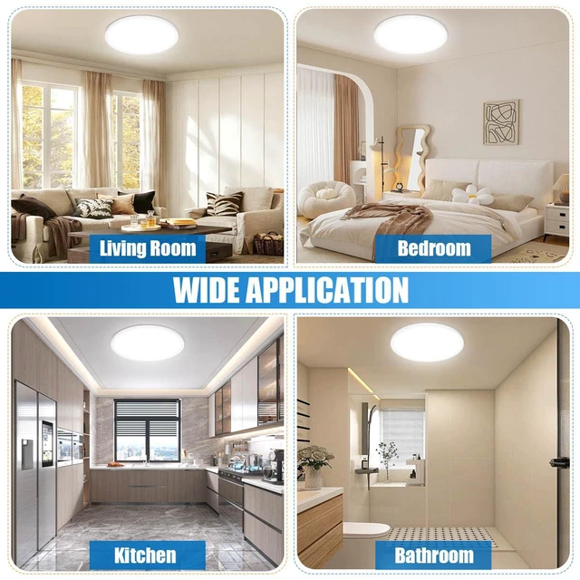 Alt view image 7 of 7 - LED Flush Mount Ceiling Light 4-Pack, 18 inch Thin Round Flat Panel Light 36W 4650lm, 3000K/4000K/6500K Dimmable, White Light Fixtures Ceiling Mount for Kitchen, Bedroom