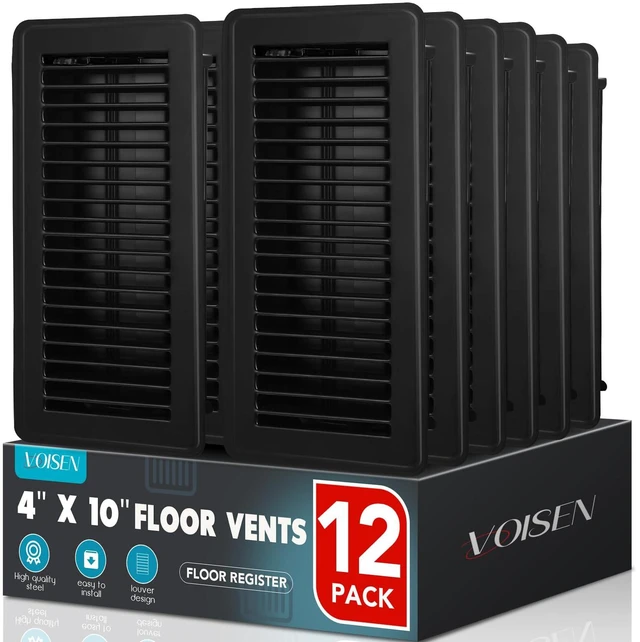 Main image of Floor Register 4x10, 12 Pack Black Floor Vent Covers Heavy Duty Steel Walkable Floor Vents,Vent Covers for Home Floor
