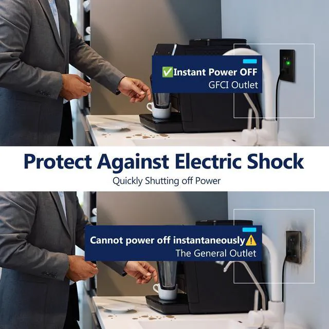 Alt view image 2 of 7 - GFCI Outlet 20Amp, GFCI Receptacle, ETL Listed, Matte Black, 6-Pack Tamper-Resistant Receptacle, LED Indicator, Screwless Wall Plate, Thermoplastic, No-False-Trip, Matte Black
