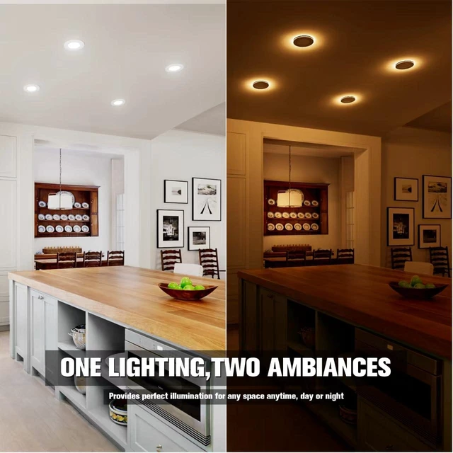 Alt view image 3 of 7 - 12 Pack 4 Inch 5CCT Recessed Light with Night Light, 810LM Canless LED Recessed Lighting 4 inch,2700K-5000K Selectable,9.5W=80W, Dimmable Recessed Ceiling Wafer Light,ETL Certificated