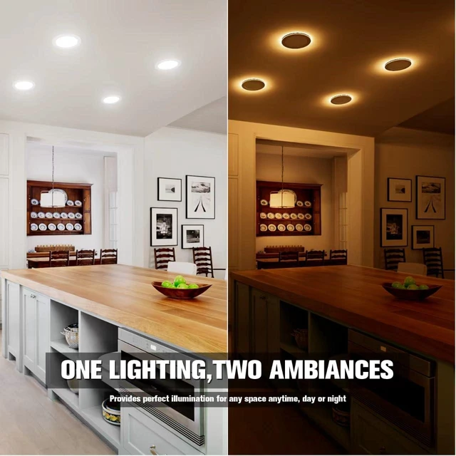 Alt view image 3 of 7 - 12 Pack 6 Inch 5CCT Recessed Light with Night Light, 1080LM Canless LED Recessed Lighting 6 inch,2700K-5000K Selectable,12W=130W, Dimmable Recessed Ceiling Wafer Lighs,ETL Certificated