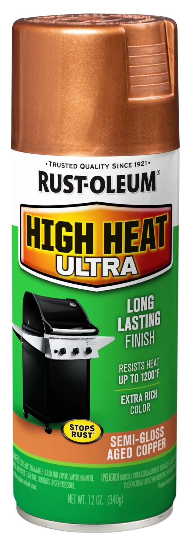 Alt view image 4 of 4 - High Heat Ultra Aged Copper Spray Paint Up To 1200°F Protection, Grills Fire Pits And Stoves, Rich Metallic Finish, 12 Oz