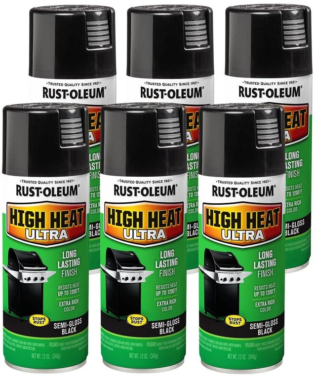 Main image of High Heat Ultra Semi-Gloss Black Spray Paint Up To 1200°F Protection, Grills, Smokers & Stoves, Rust Resistant Finish, Corrosion Resistant, 12 Oz