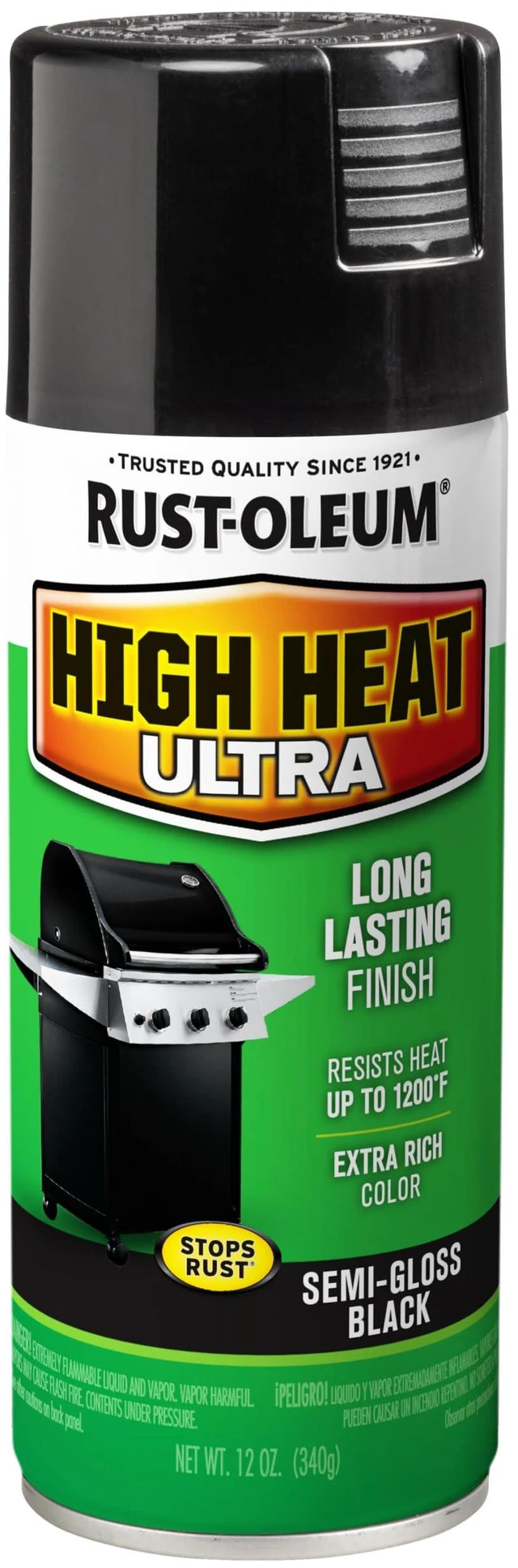 Alt view image 4 of 4 - High Heat Ultra Semi-Gloss Black Spray Paint Up To 1200°F Protection, Grills, Smokers & Stoves, Rust Resistant Finish, Corrosion Resistant, 12 Oz