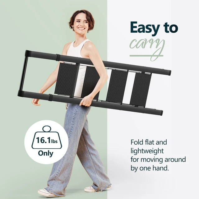 Alt view image 3 of 7 - 4 Step Ladders for Home, 300lbs Load, 37'' Top Step, Black 9ft Reach; For Closets, Kitchens; Anti-Slip Feet Suit Wood, Tile, Carpet; Rigid Aluminum Pedals; Handrail Adds Balance