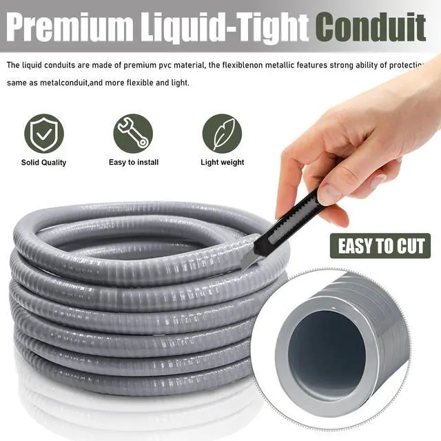 Alt view image 3 of 7 - 1 1/4 Inch Flexible Conduit 50 FT Non Metallic Liquid-Tight Conduit.1-1/4" Dia