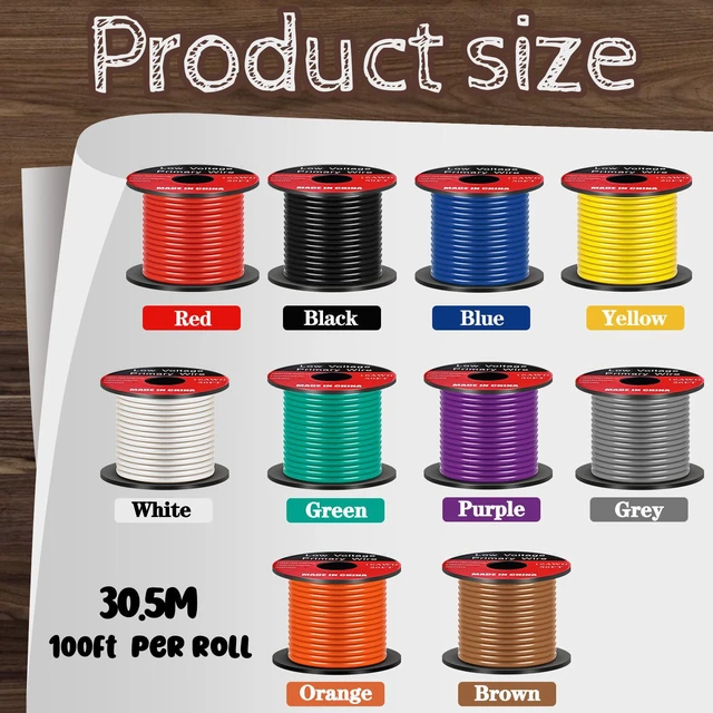Alt view image 3 of 7 - 10 Pcs 12 Gauge Automotive Wire 100 Ft, CCA for 12V Car Audio Copper Clad Aluminum with 10 Colors, Stranded Primary Wire for Automotive Electrical and Harness Wiring Applications