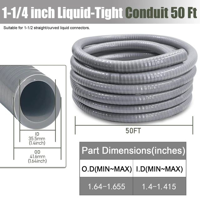 Alt view image 2 of 7 - 1 1/4 Inch Flexible Conduit 50 FT Non Metallic Liquid-Tight Conduit.1-1/4" Dia
