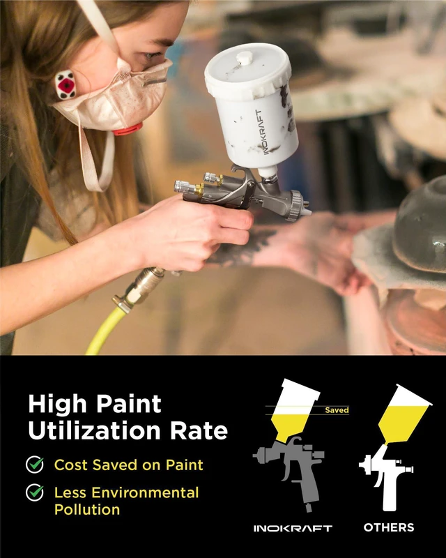 Alt view image 4 of 7 - D1 LVLP Air Spray Gun Basic Kit Ease of use, Paint Gun for Cars & House DIY Painting, 1.3mm Nozzle, with Paint Sprayer Accessories