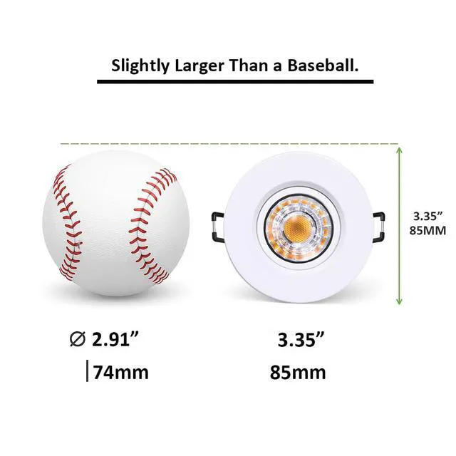 Alt view image 2 of 7 - 3 Inch Gimbal LED Recessed Lights 6 Pack,Adjustable Downlight, White 360°Rotatable,Die-cast Aluminum,8W 851LM,Premium Canless Spotlight,5CCT 2700K-5000K,5-100% Dimmable,30°Tilt,ETL,IC Rated
