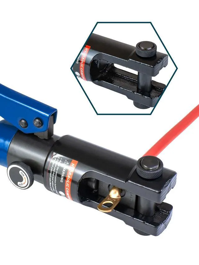Alt view image 4 of 6 - 12 Ton Hydraulic Crimping Tool with 9 Standard American Dies, Crimps 8AWG to 4/0 AWG, Hardened Steel Construction with Oxidized Surface for Durability(Standard US 8AWG to 4/0AWG)